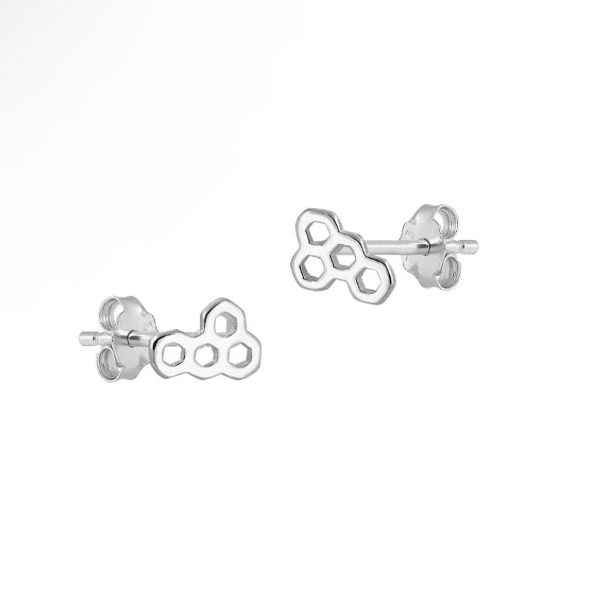 Sterling Honeycomb Studs