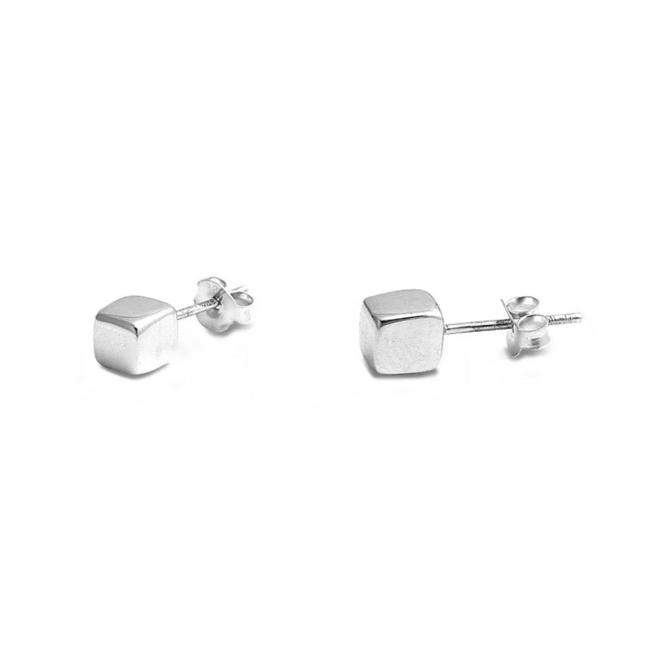 Sterling Cube Studs