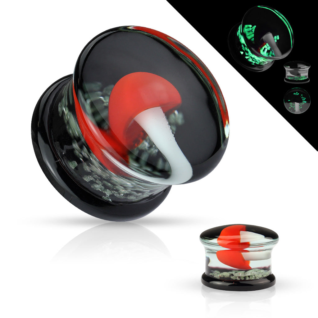 Glass Red Mushroom Plug