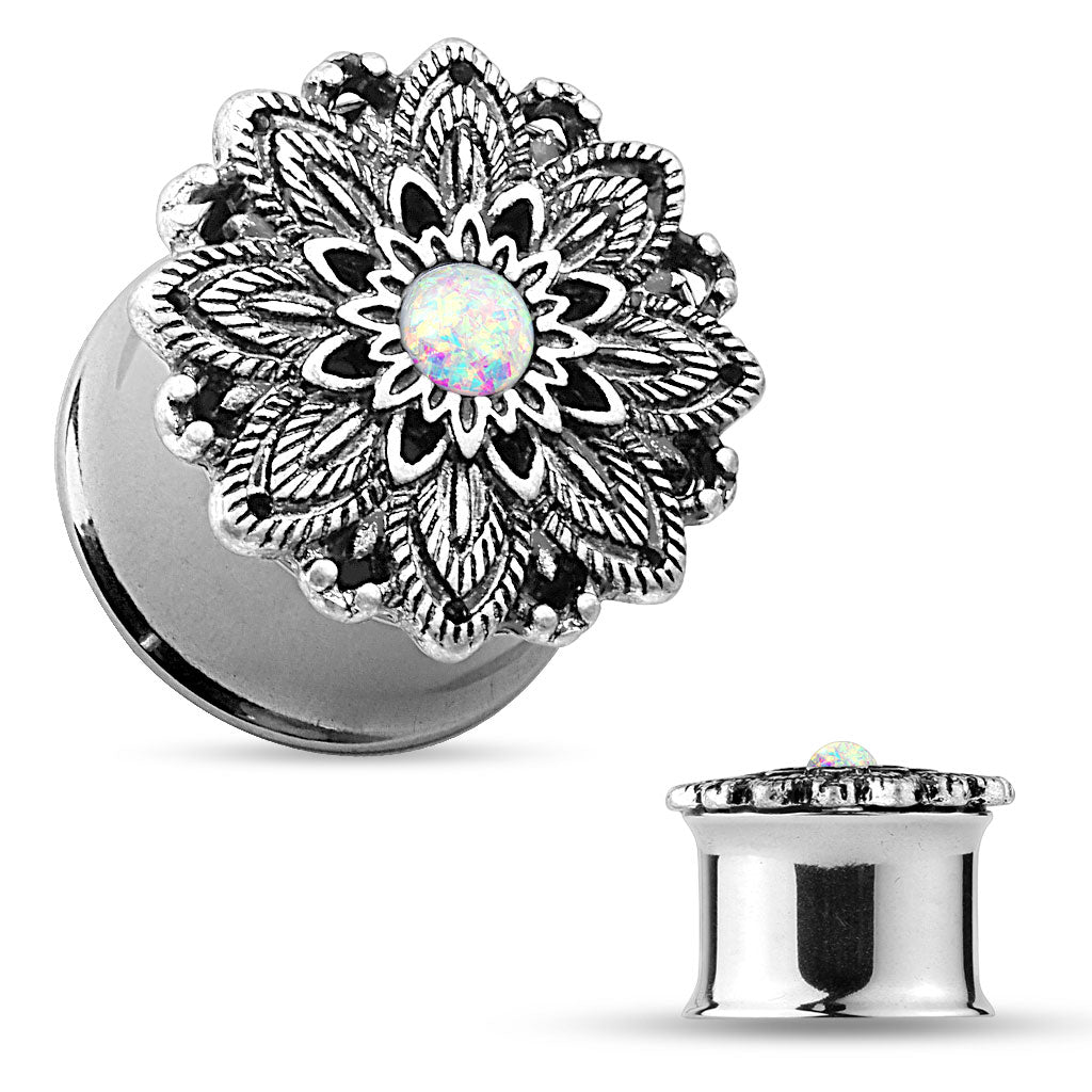 Steel Opal Lotus Plug