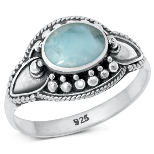 Sterling Larimar Ring