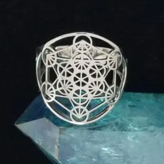 Sterling Metatron Cube Ring