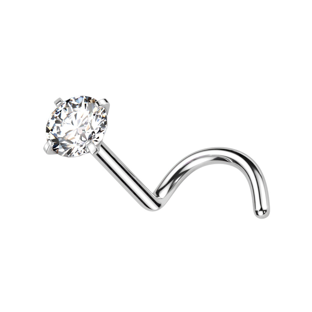 CZ Diamond Corkscrew Nose Stud