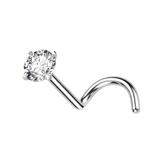 CZ Diamond Corkscrew Nose Stud