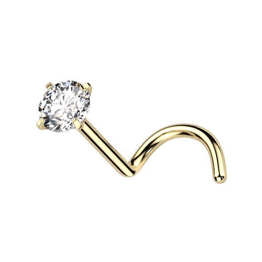 CZ Diamond Corkscrew Nose Stud