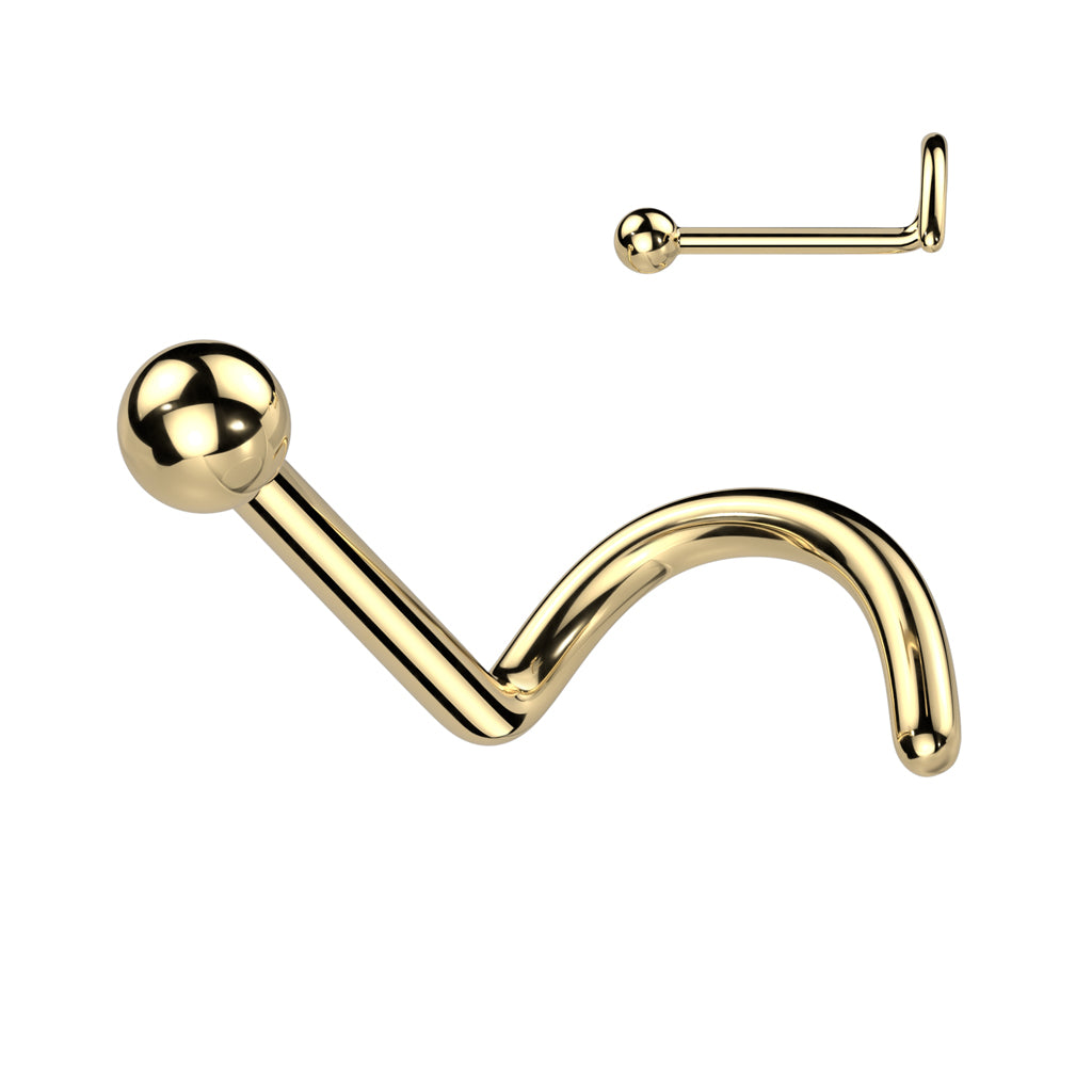 Ball Corkscrew Nose Stud