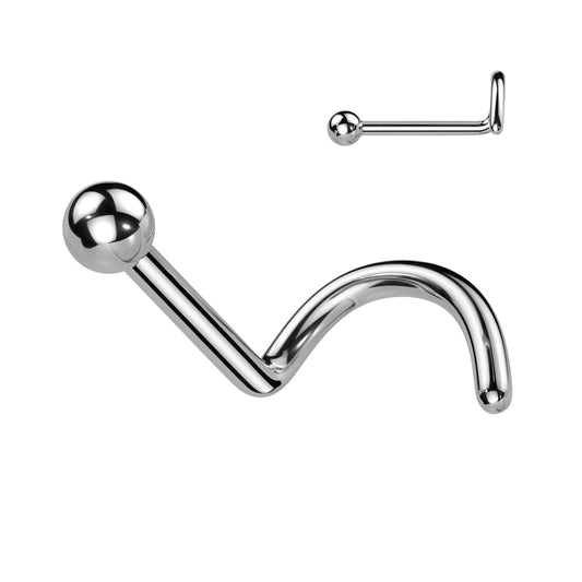 Ball Corkscrew Nose Stud