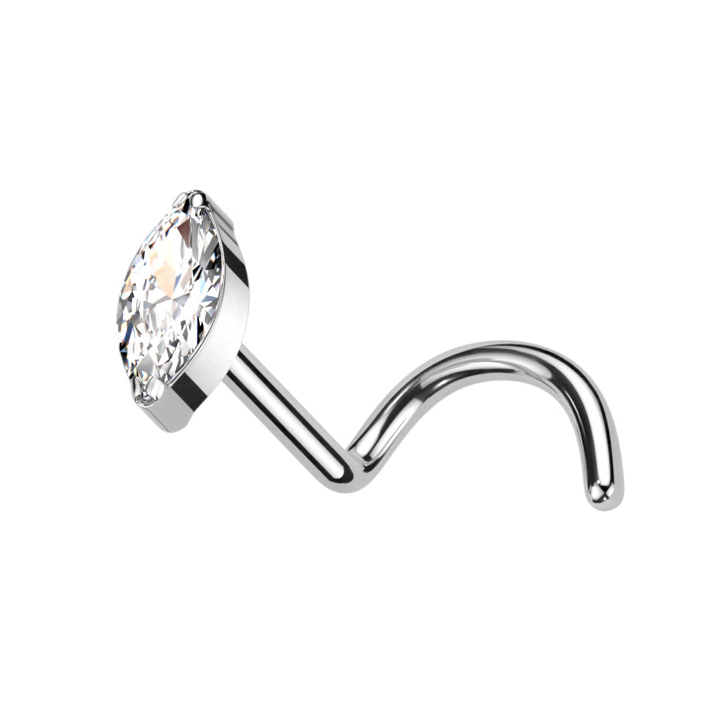 Marquise Corkscrew Nose Stud