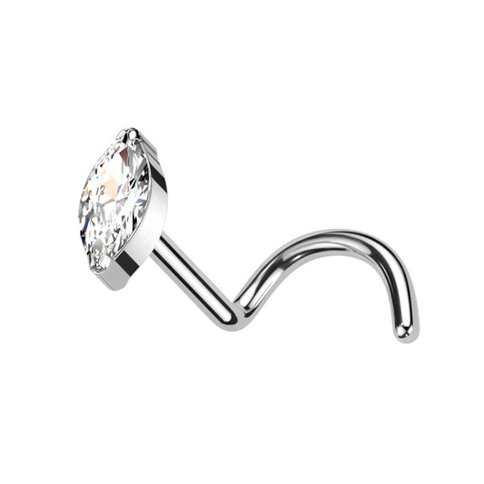 Marquise Corkscrew Nose Stud