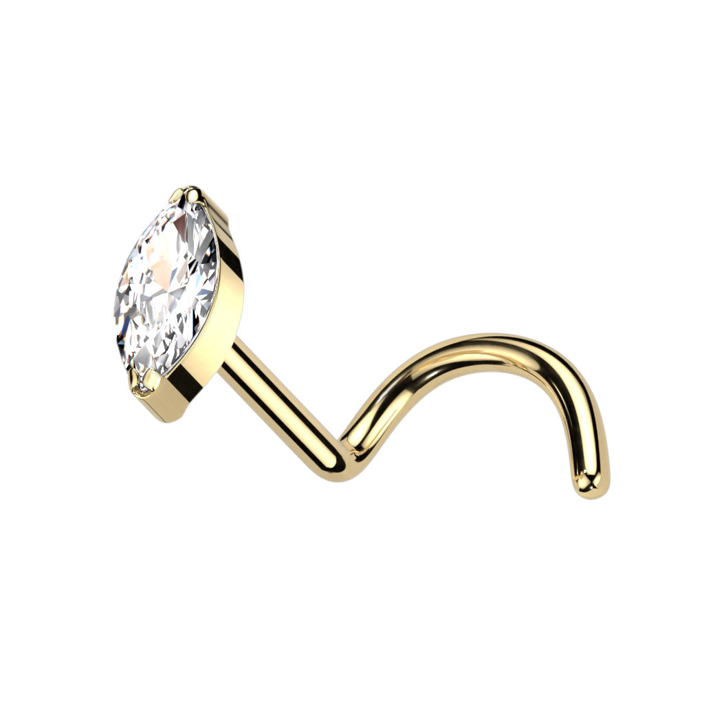 Marquise Corkscrew Nose Stud