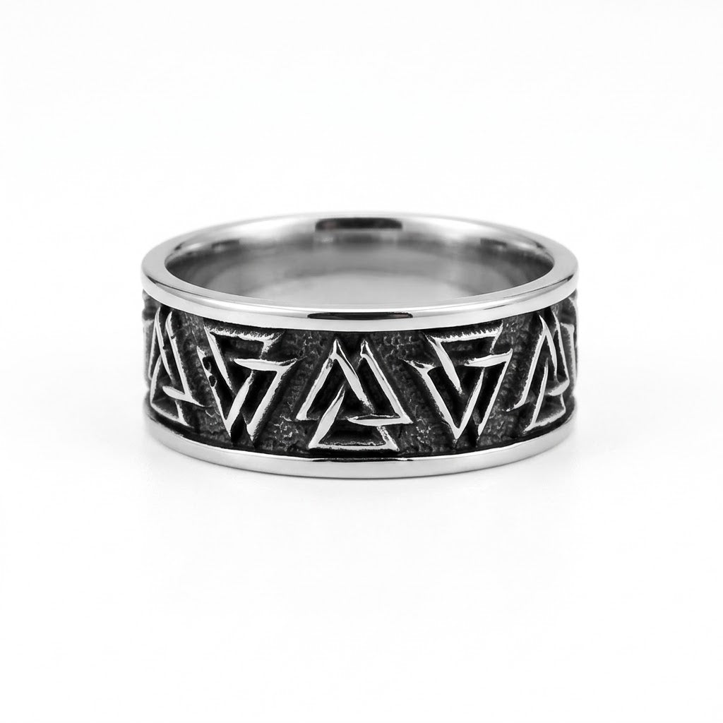 Steel Valknut Ring