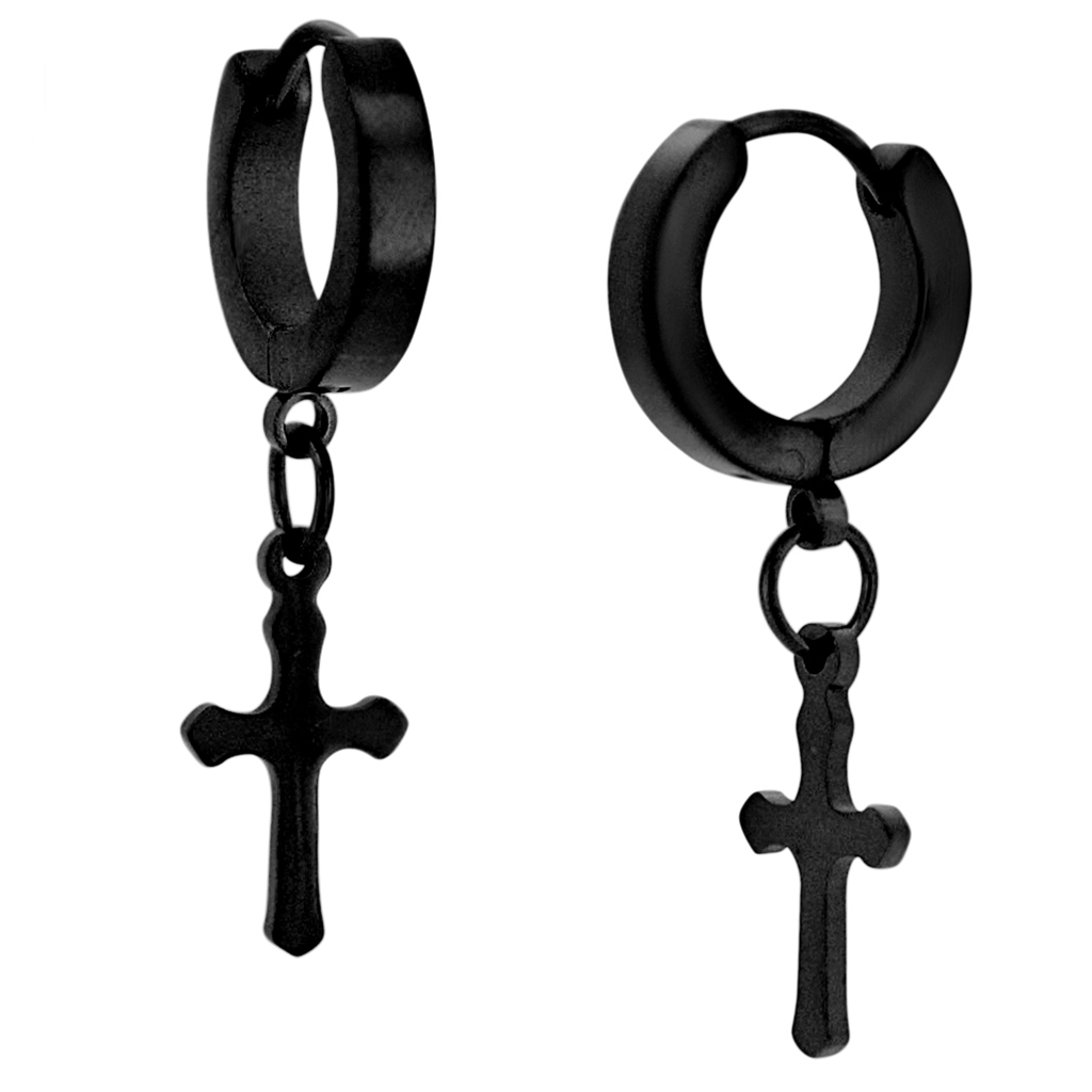 Cross Huggie Hoop