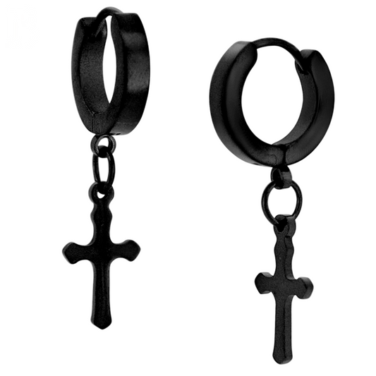 Cross Huggie Hoop