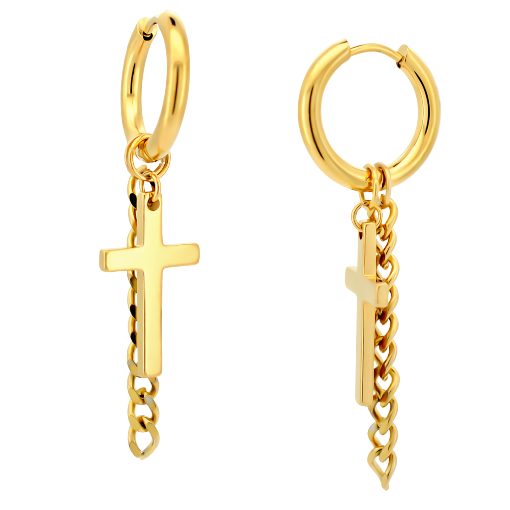 Cross Chain Huggie Hoop