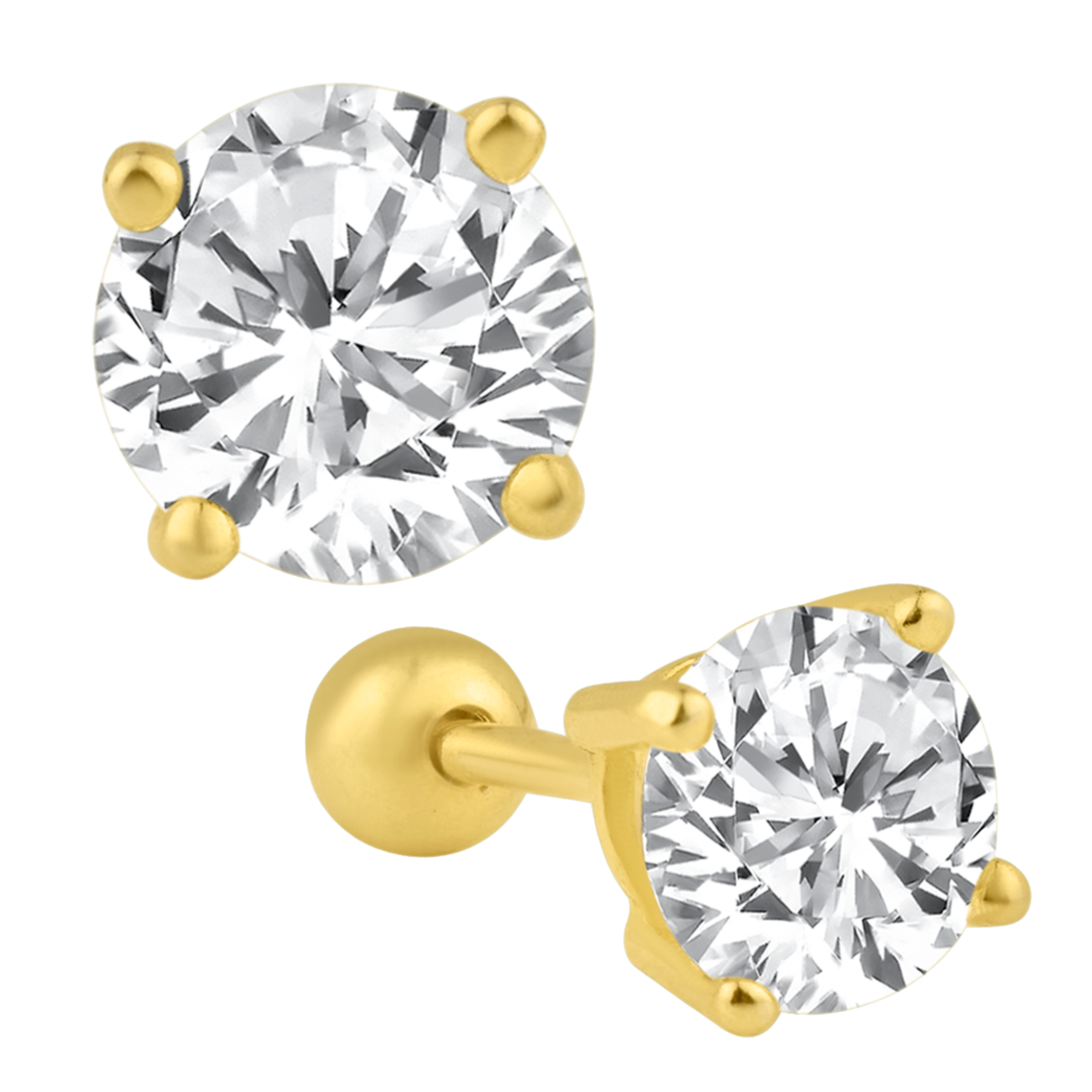 Round Ball Back CZ Earring