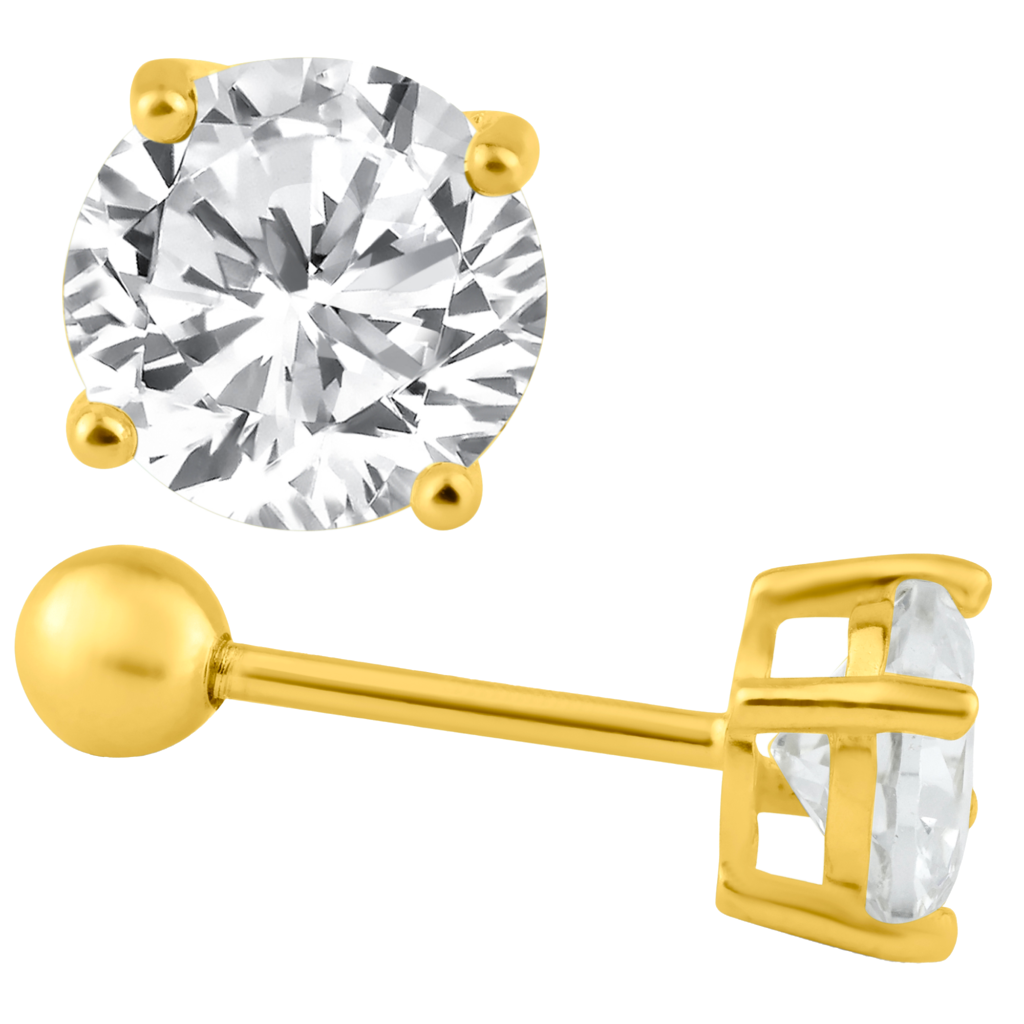 Round Ball Back CZ Earring