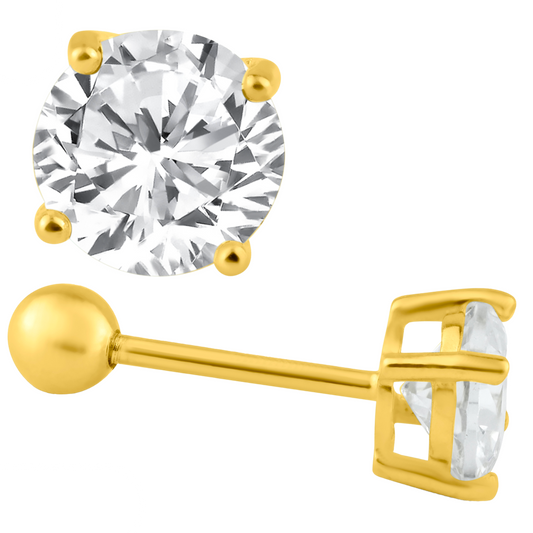 Round Ball Back CZ Earring