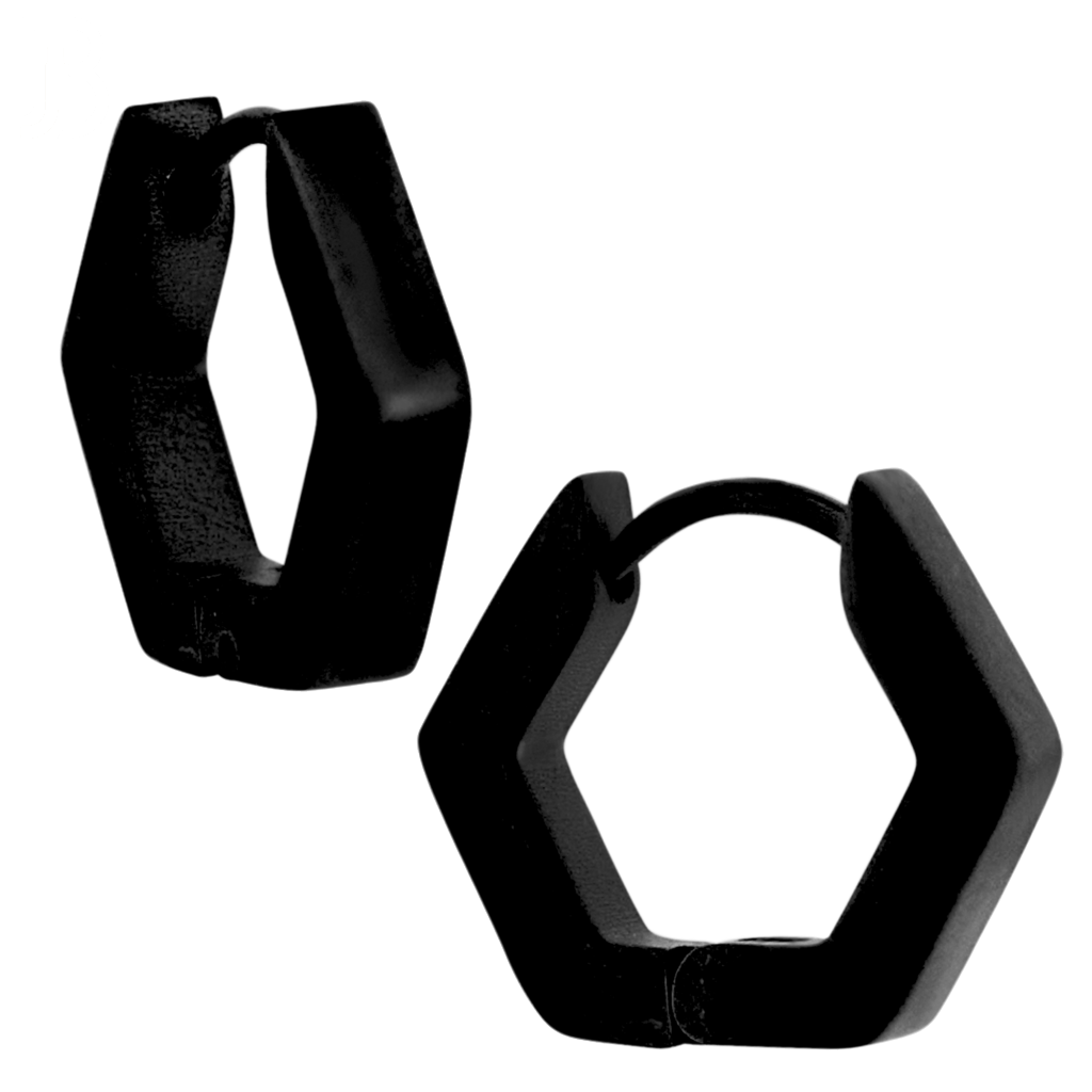 Hexagon Huggie Hoops