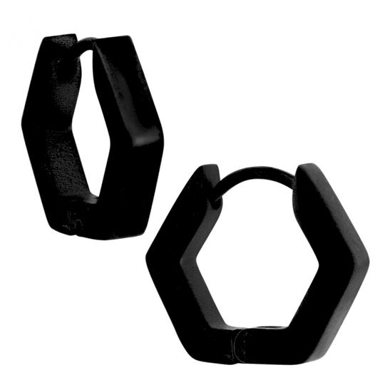 Hexagon Huggie Hoops