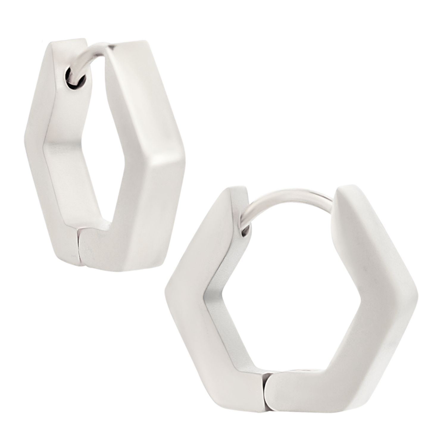 Hexagon Huggie Hoops
