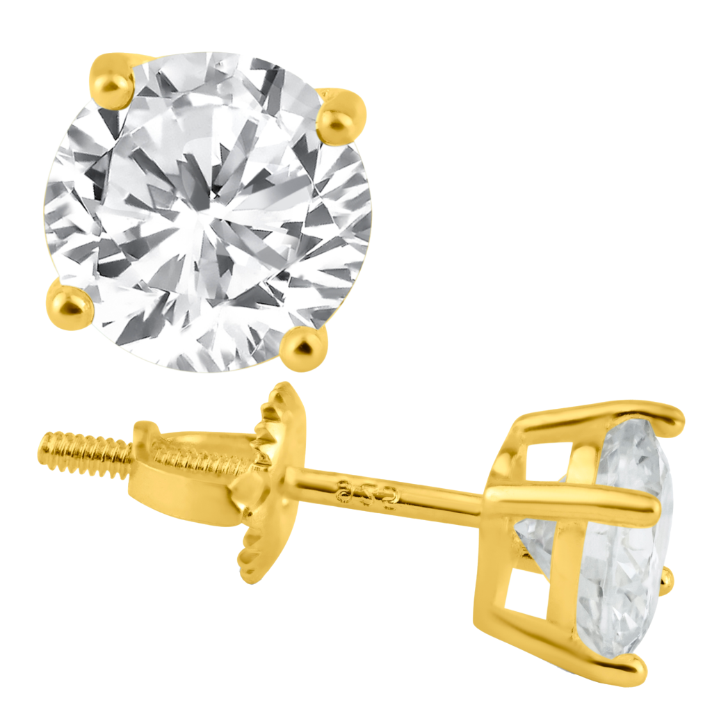 Round Screw Back CZ Earring