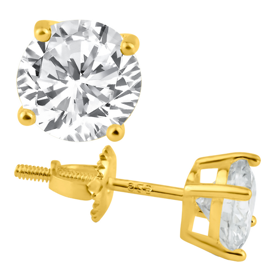 Round Screw Back CZ Earring