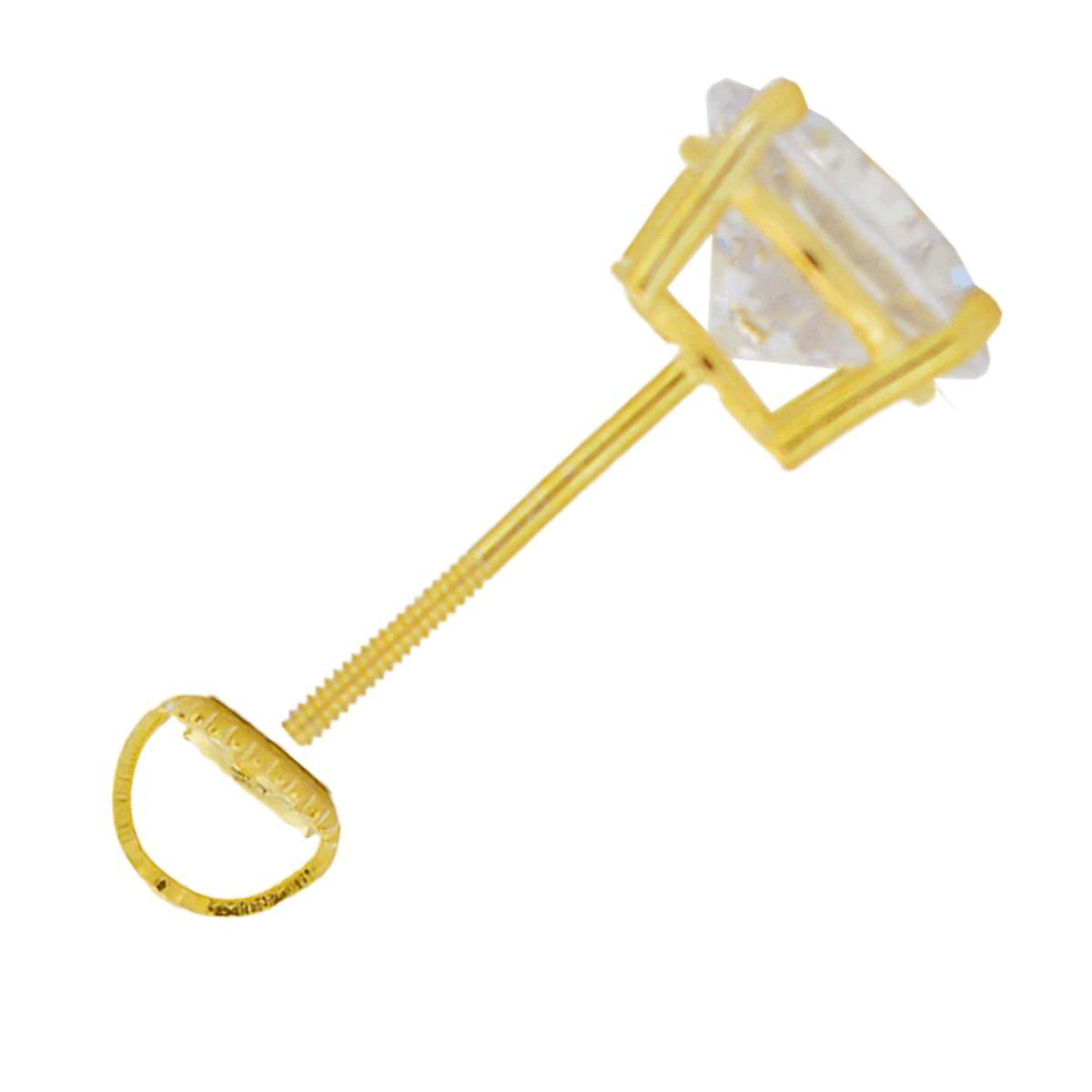 Round Screw Back CZ Earring