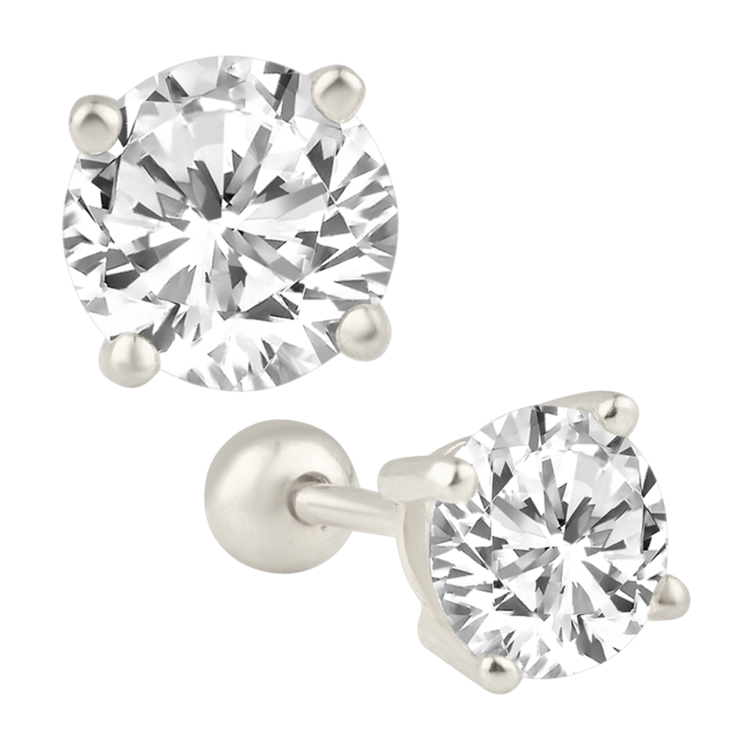 Round Ball Back CZ Earring