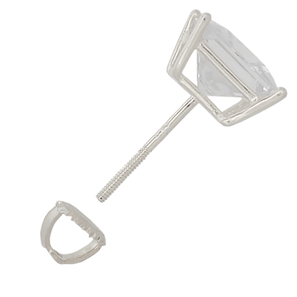 Square Screw Back CZ Earring