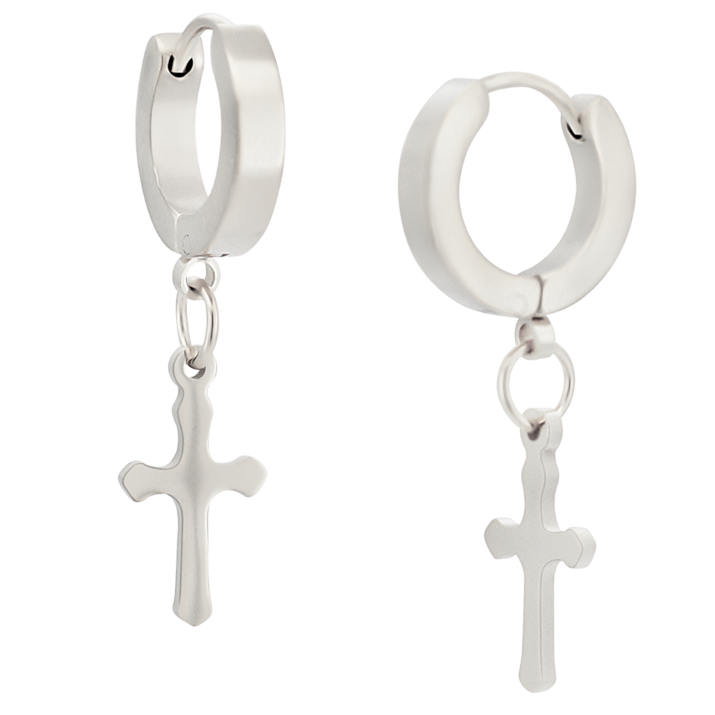 Cross Huggie Hoop