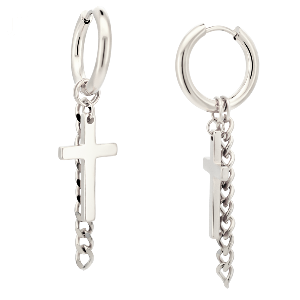 Cross Chain Huggie Hoop