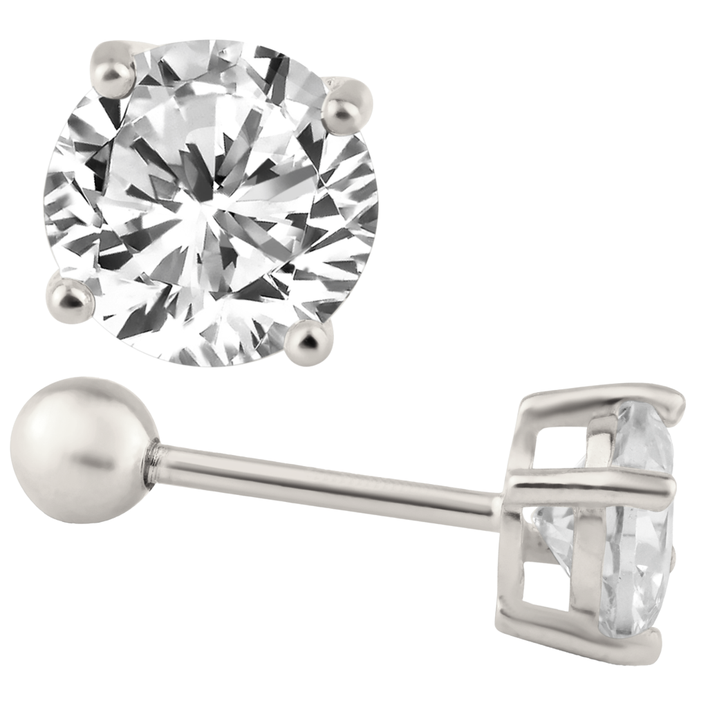 Round Ball Back CZ Earring