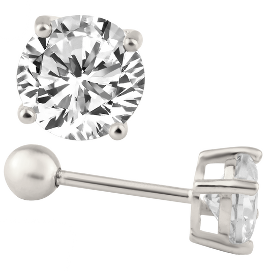 Round Ball Back CZ Earring