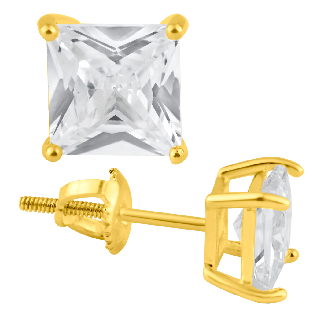 Square Screw Back CZ Earring