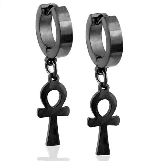 Ankh Huggie Hoop