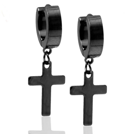 Cross Huggie Hoop