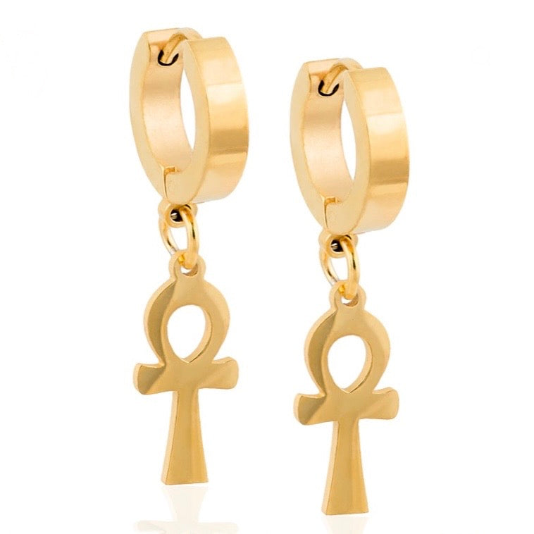 Ankh Huggie Hoop