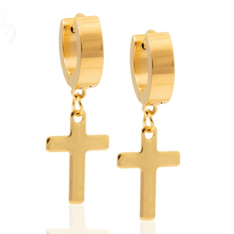 Cross Huggie Hoop