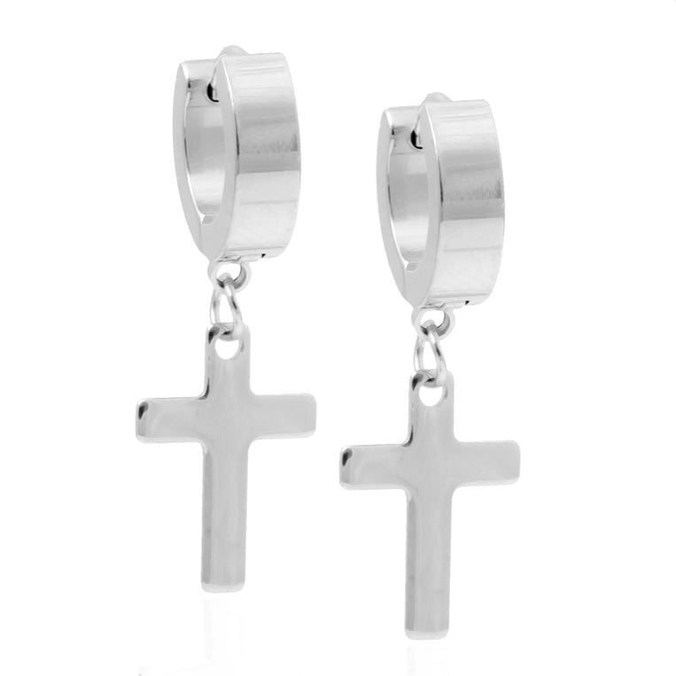 Cross Huggie Hoop