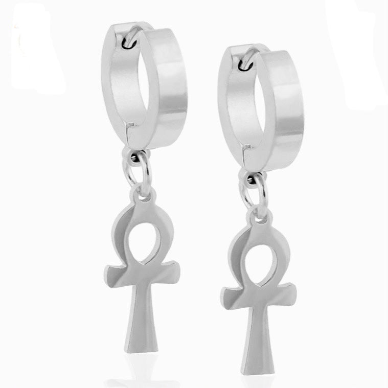 Ankh Huggie Hoop