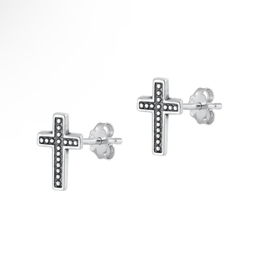 Sterling Cross Studs