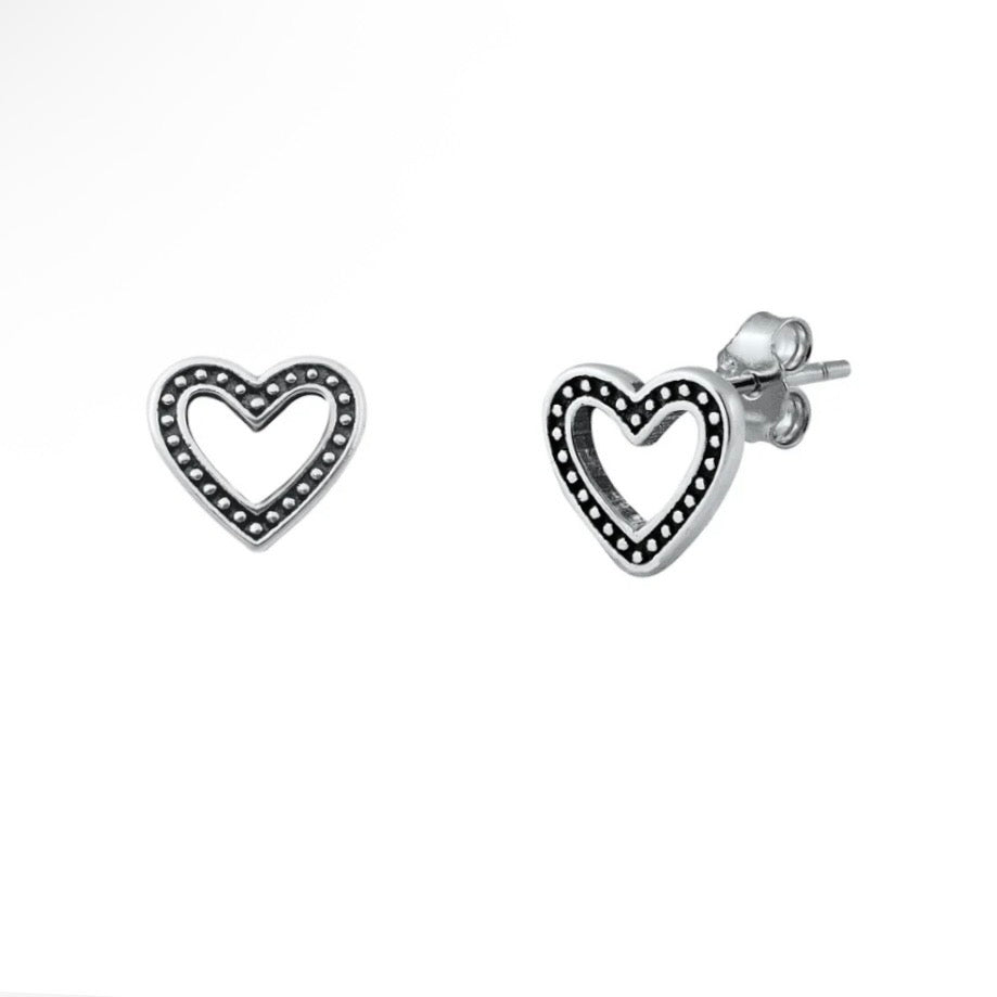 Sterling Heart Studs