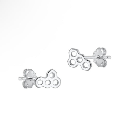 Sterling Honeycomb Studs