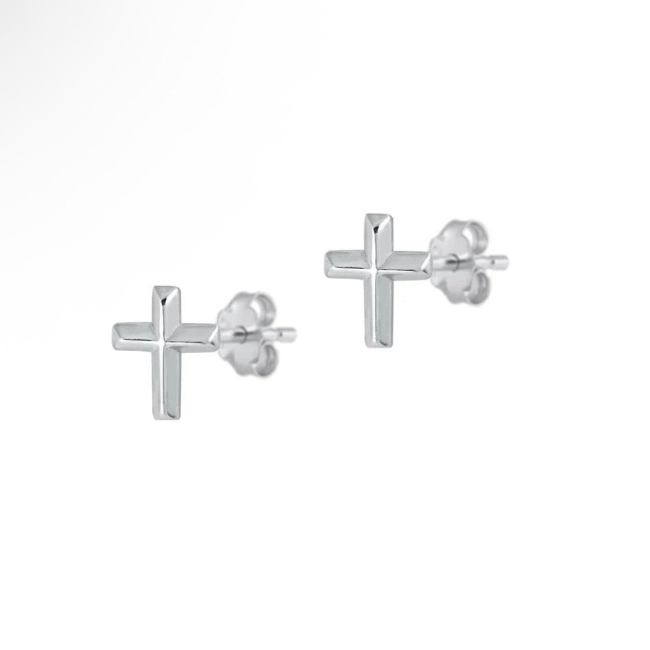 Sterling Cross Studs