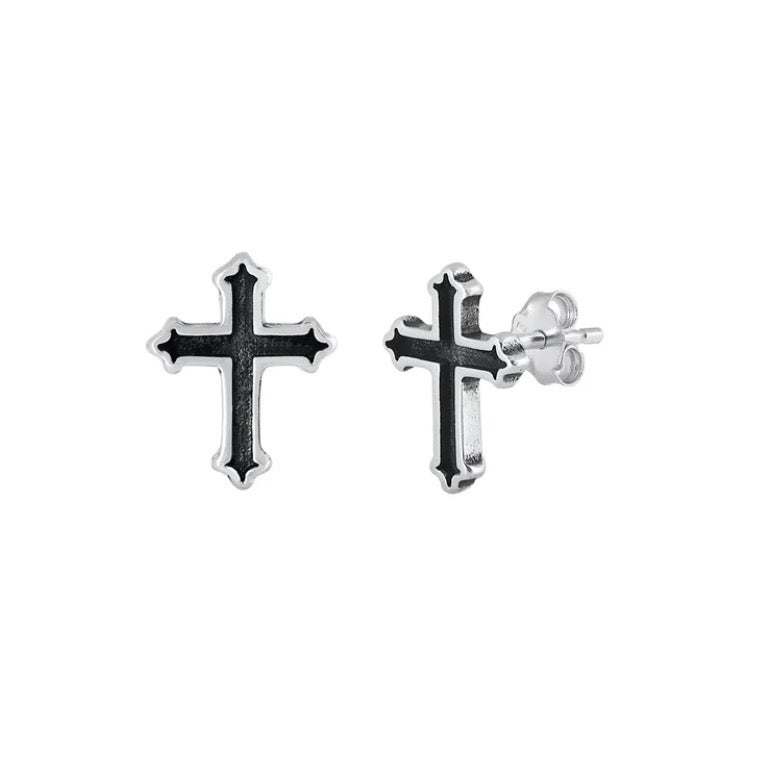 Sterling Cross Studs