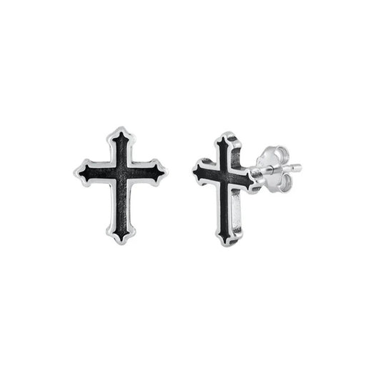 Sterling Cross Studs