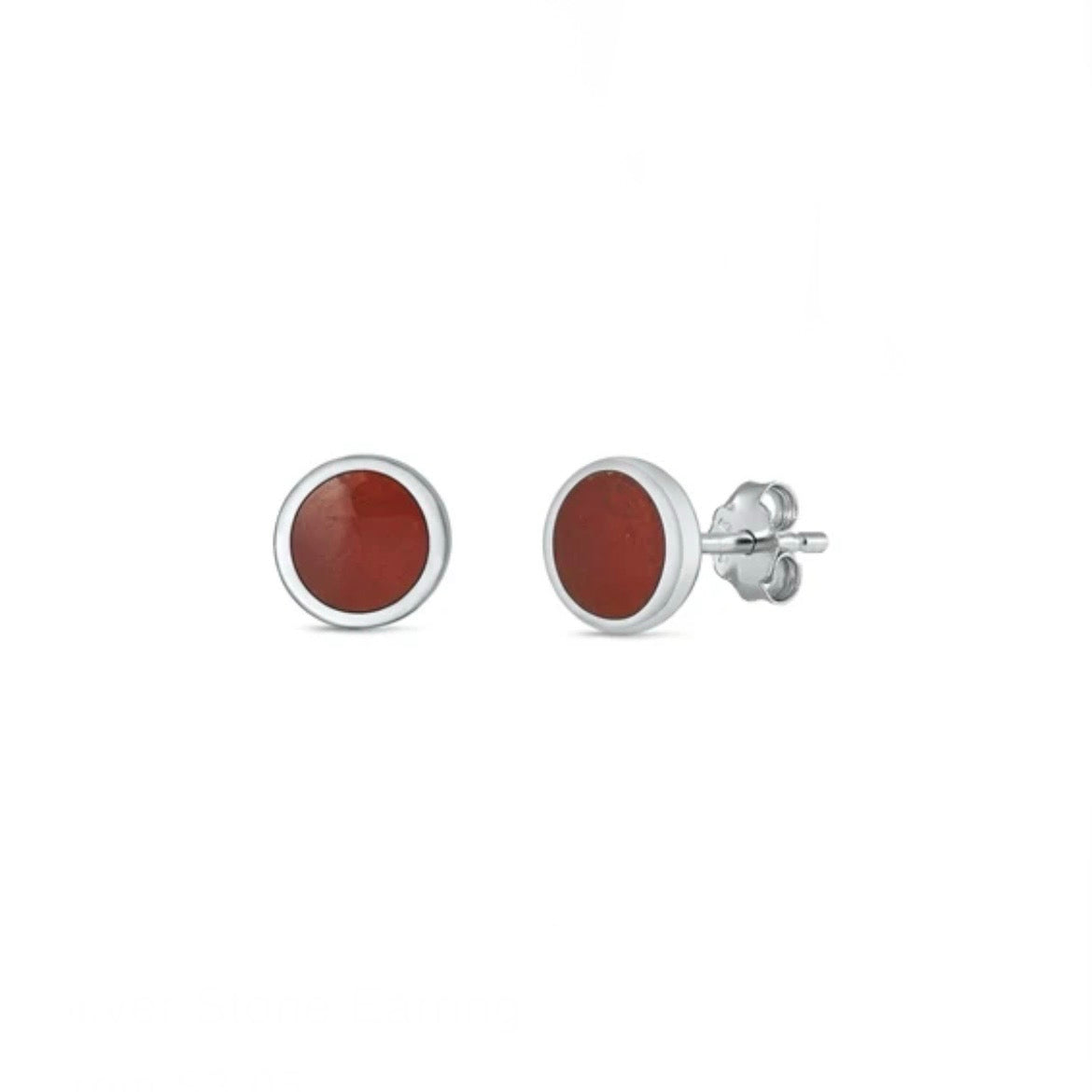 Sterling Red Agate Studs