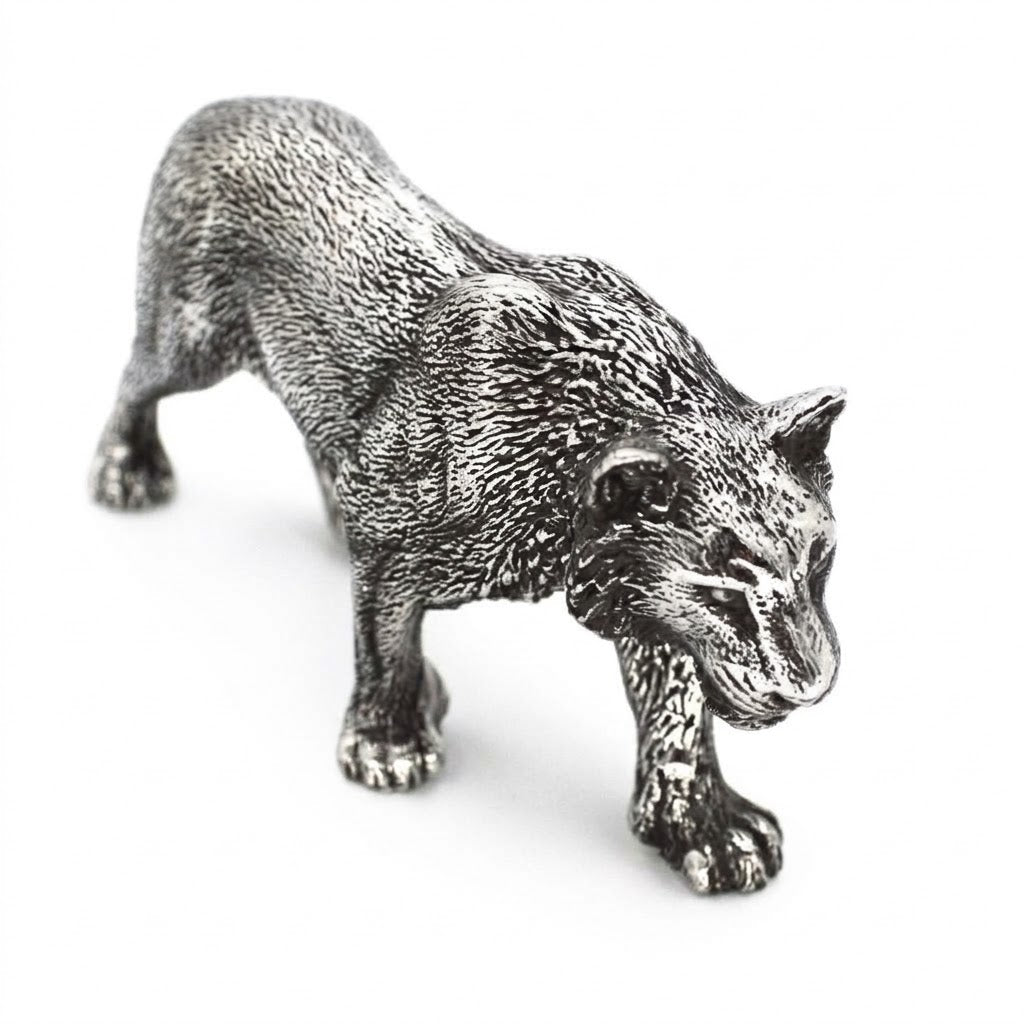 Solid Steel Leopard Statue