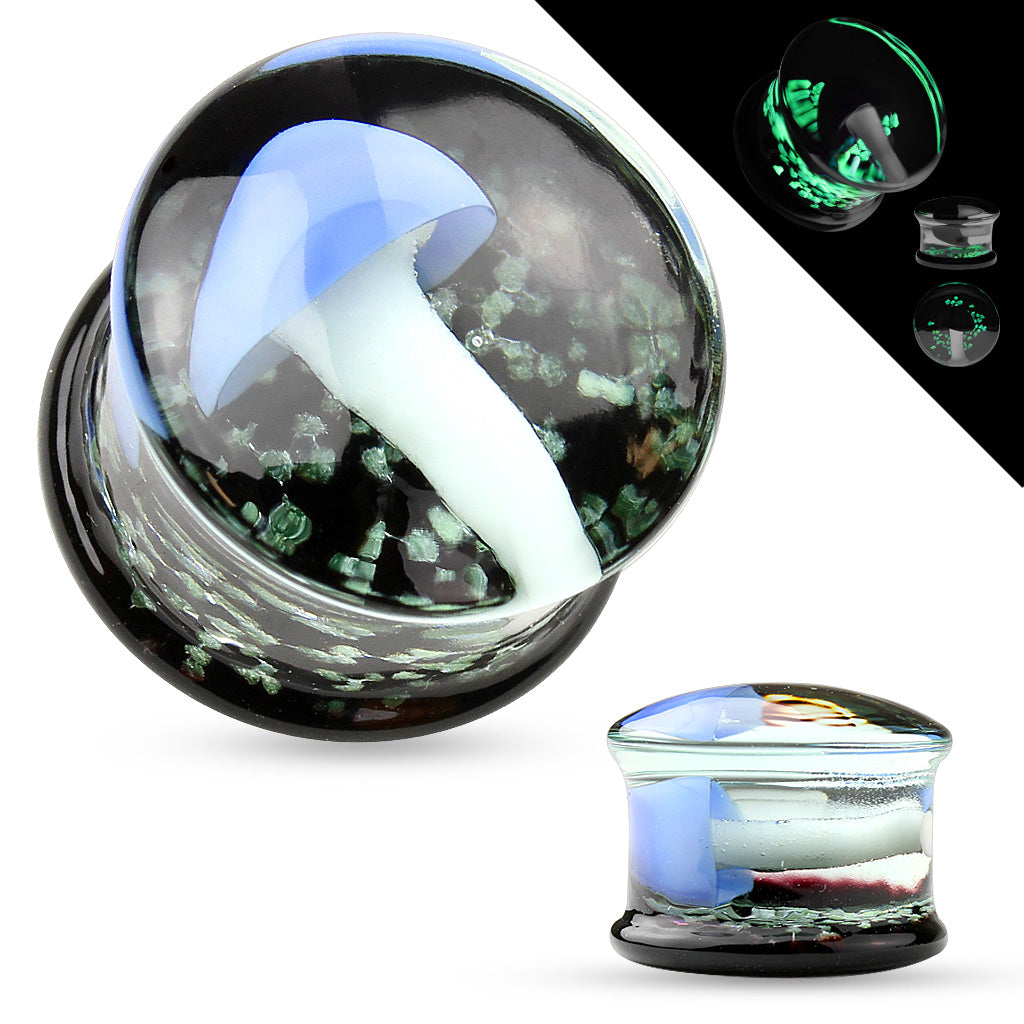 Glass Blue Mushroom Plug