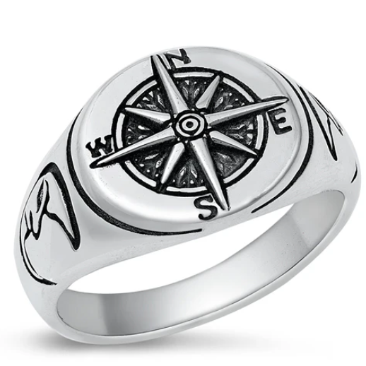 Sterling Compass Ring